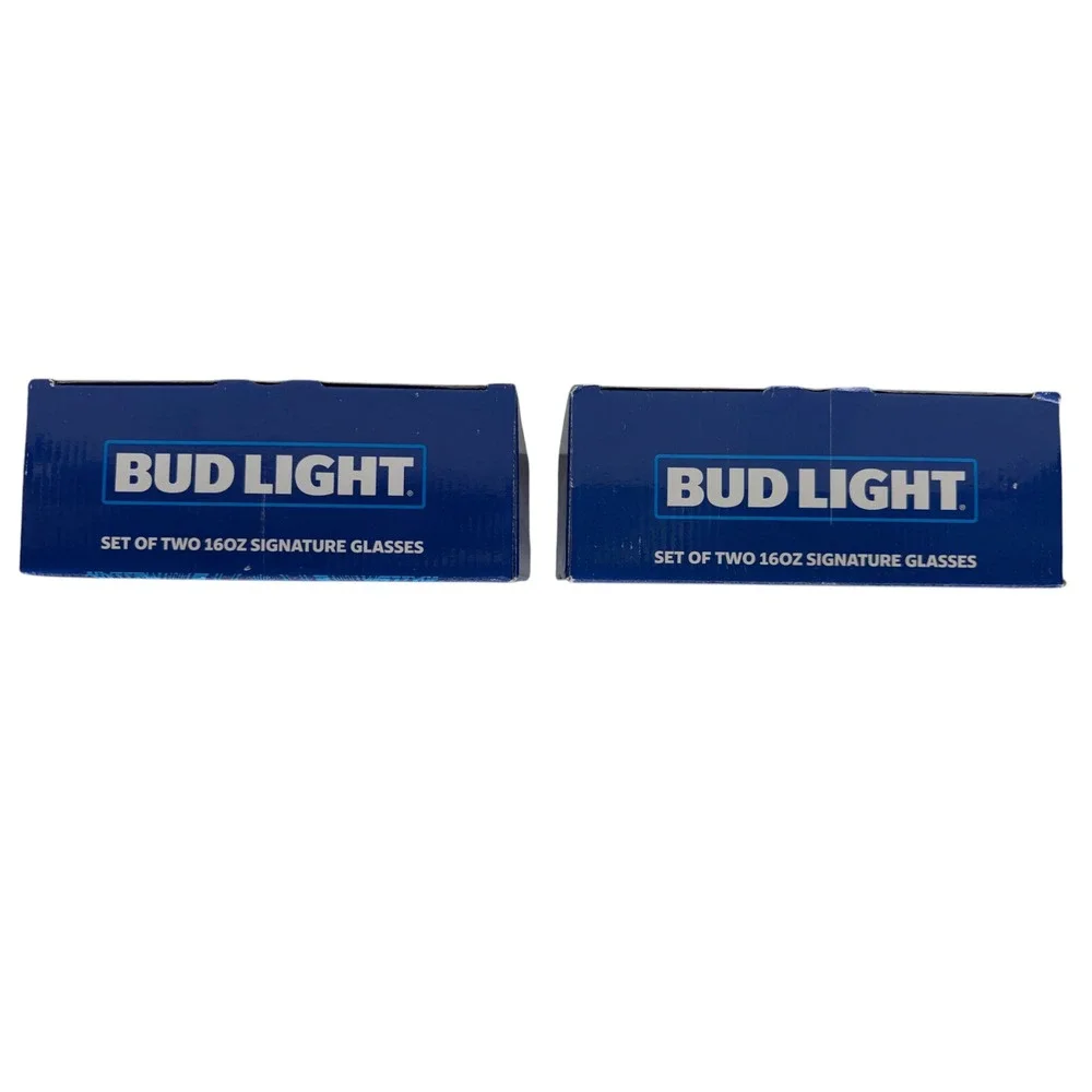 Bud Light Glasses Set Four / 16 Oz Signature Barware/Glass Cups - Free Shipping